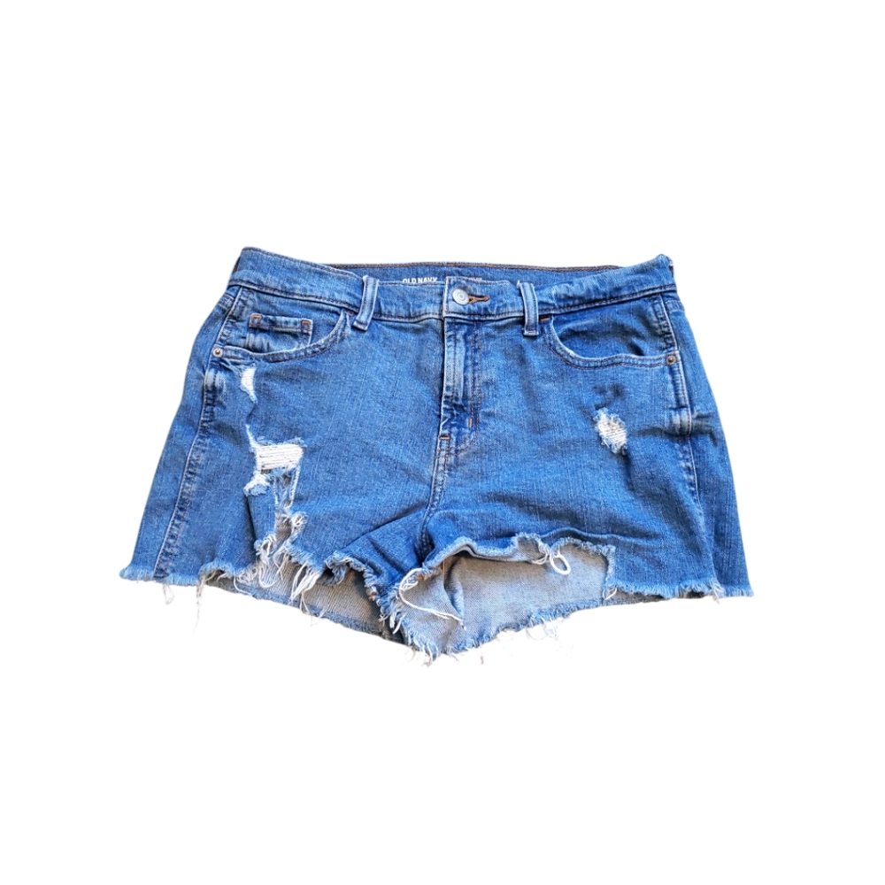 ☕ Old Navy Mid-Rise Boyfriend Distressed Cut Off Denim Shorts